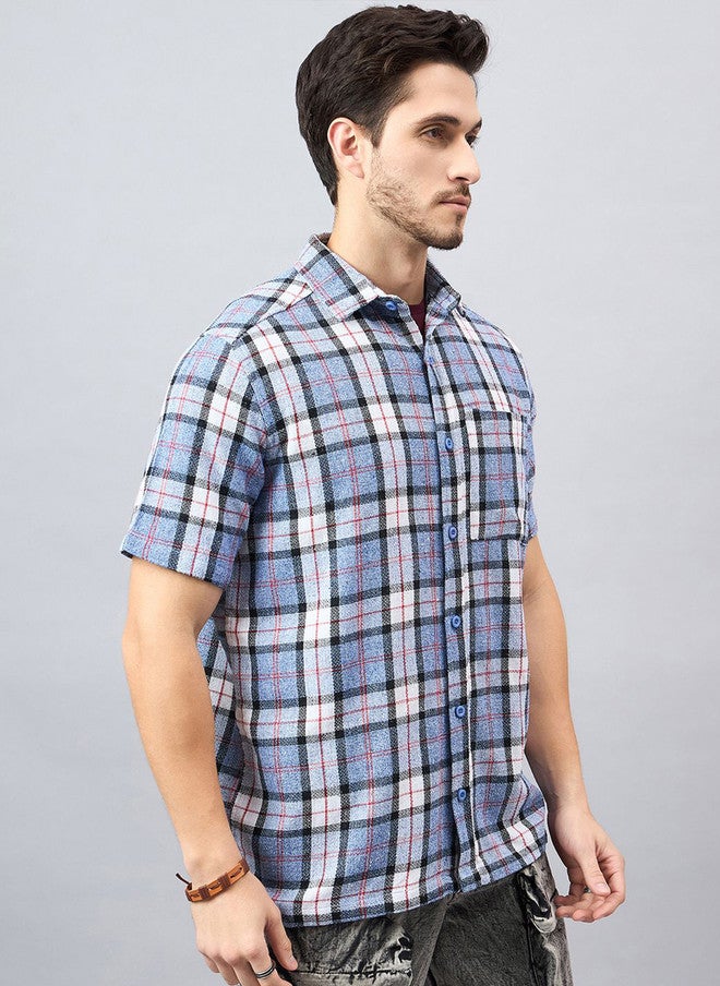 CHIMPAAANZEE Men Spread Collar Checked Casual Shirt - Image 3